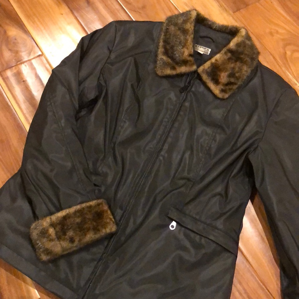 Fun faux trimmed sleek jacket!